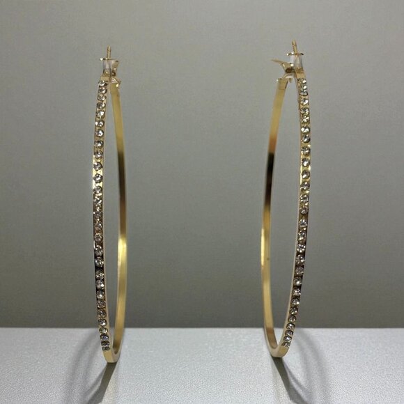Rhinestone Big Hoop Earrings - Picture 1 of 6